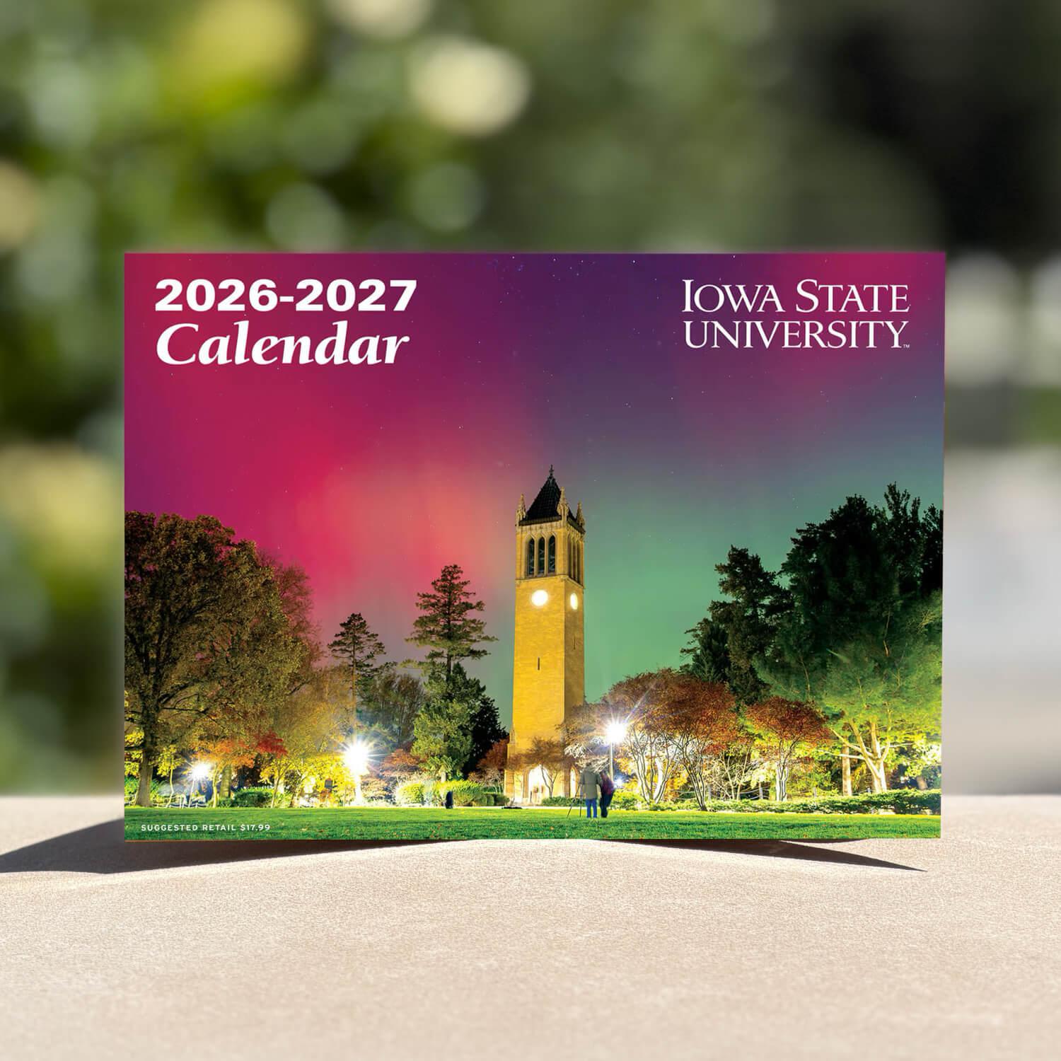 A photo showing the 2026-27 Iowa State University Calendar